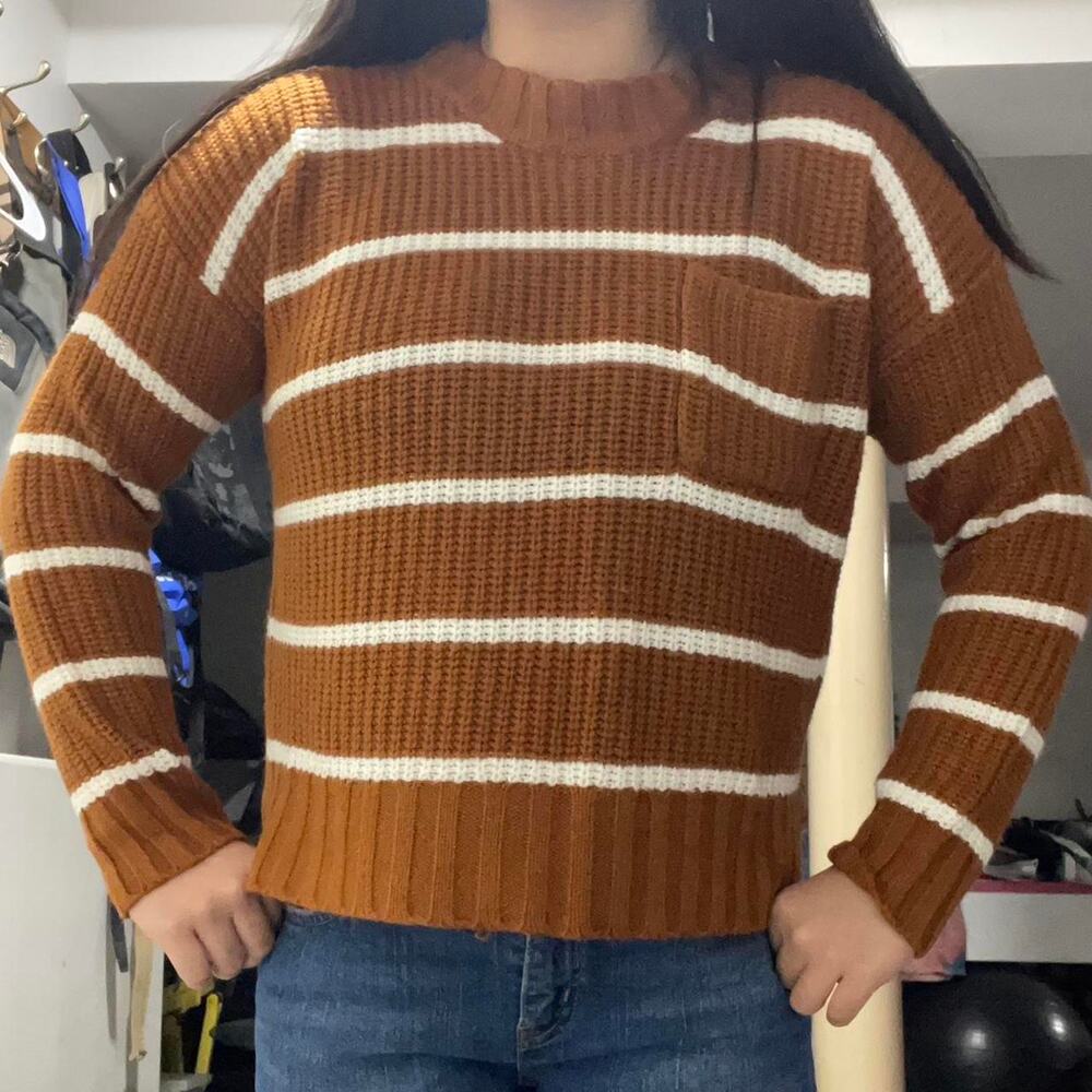 Brown and white striped sweater